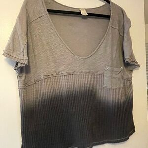 We The Free/Free People Gray Ombré Short Sleeve Top